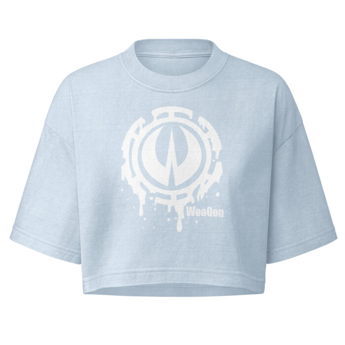 womens-garment-dye-cropped-tee-light-washed-denim-front-6a6b23ab01478.jpg W Dye Cropped Tee - Image 3