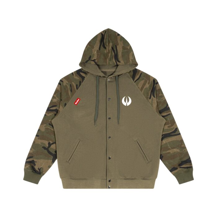 Unisex Camo-Splice Raglan Zip Hoodie - Image 4